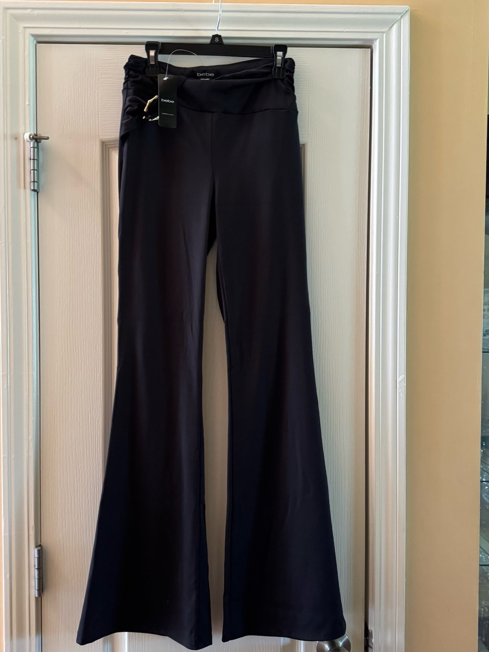 Bebe High Waist Draped Flare Leg Legging